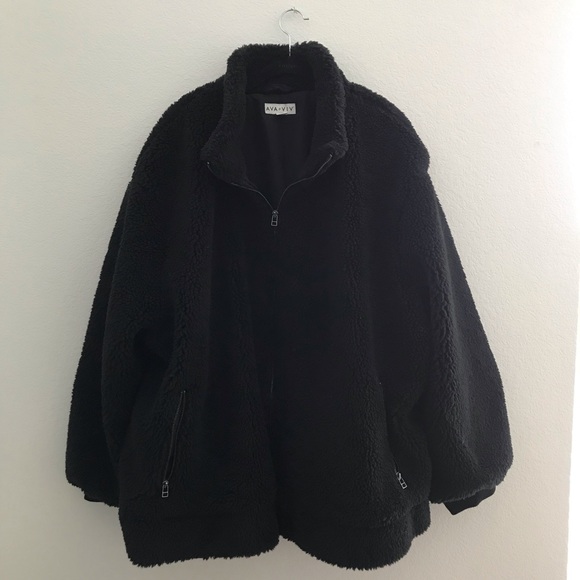Ava Viv Black Teddy Sherpa Sweater 
